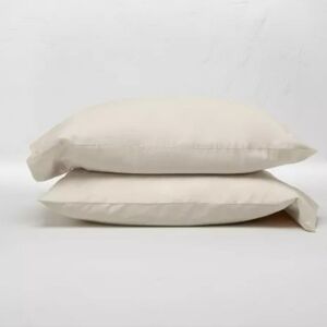 Standard 500 Thread Count Sateen Solid Pillowcase Set Beige -Casaluna